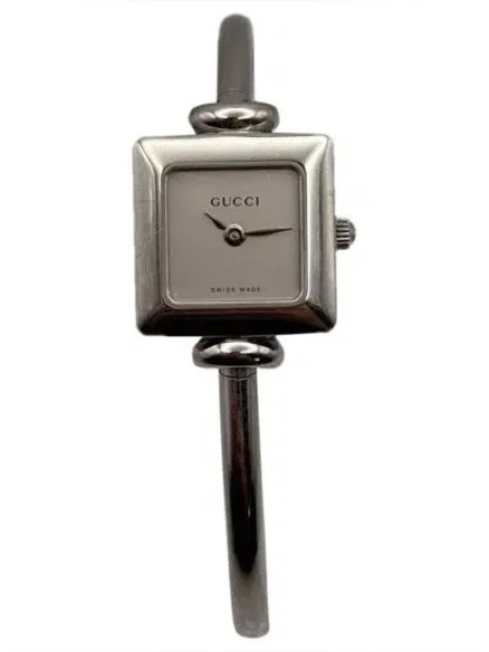 GUCCI Vintage Silver Square Dial Bangle Watch